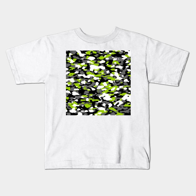 Green Camo pattern digital Camouflage Kids T-Shirt by Tshirtstory